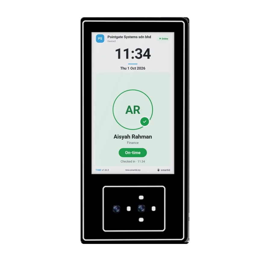 smartid SID TM51-XP palm terminal showing Checked in